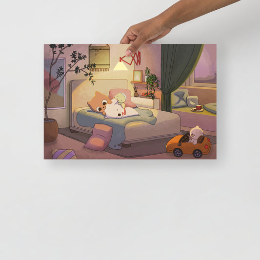 [Matte Paper Poster] Happy and cozy moment illustration